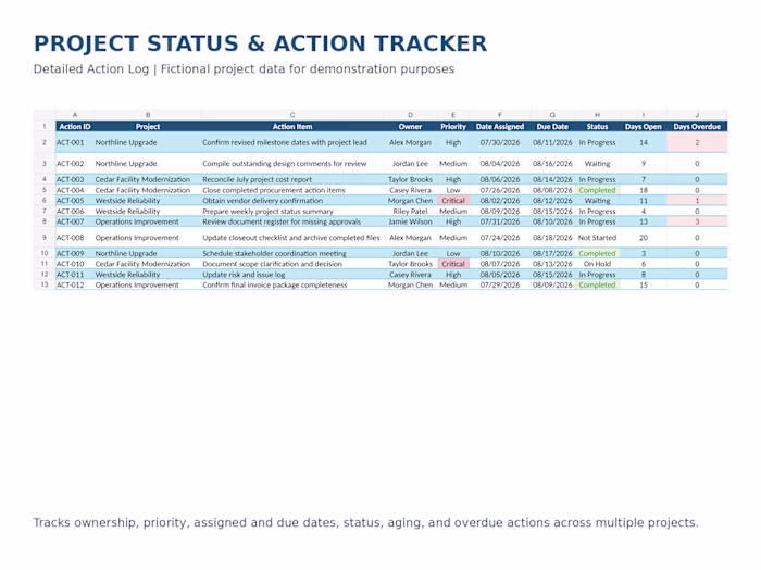 Created a detailed project action