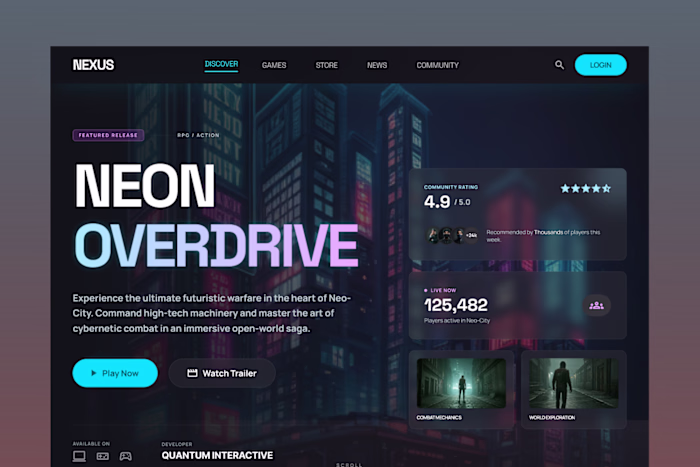 Premium Gaming Website Hero Design
