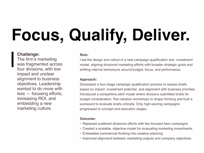 Focus, Qualify, Deliver