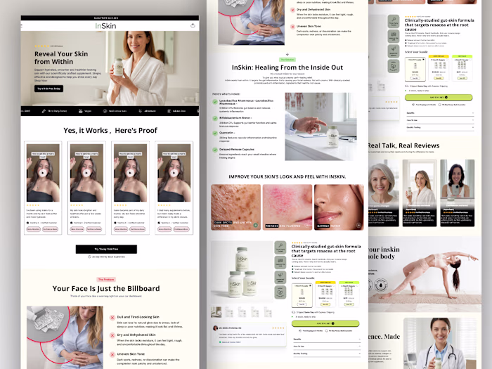 Landing page for inskin brand