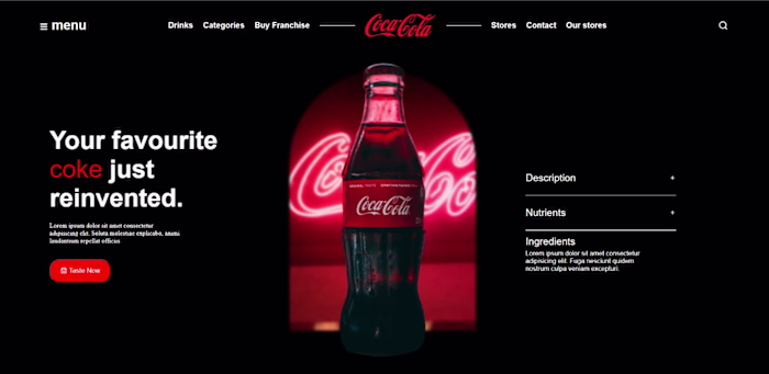 coca cola landing page