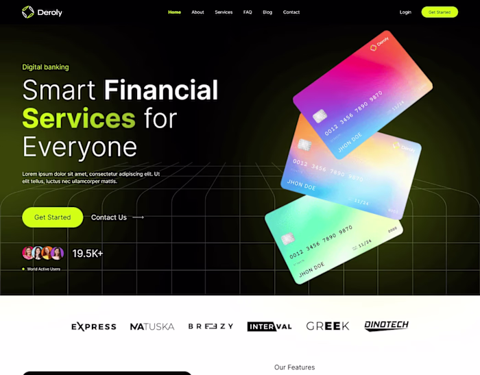 Digital Bank Company Landing Page Website