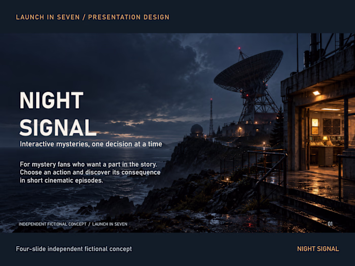 NIGHT SIGNAL — Cinematic Product-Story Deck Concept