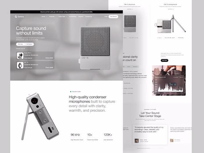 Sonora CM-15 Microphone Landing Page Design