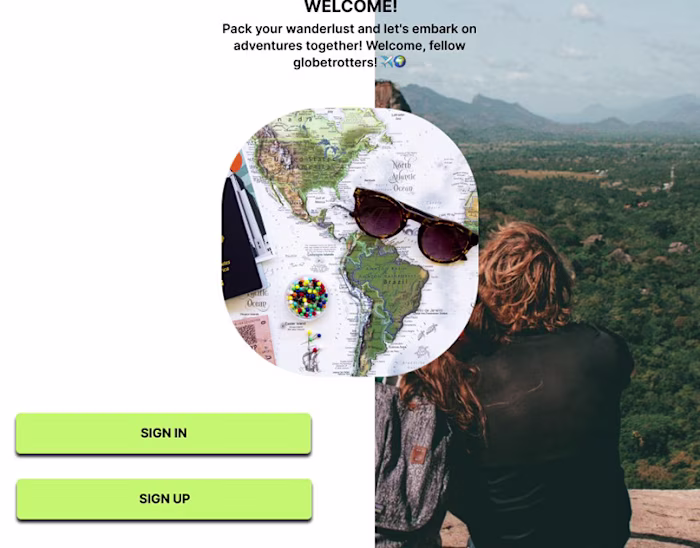 Travel app sign up on Behance