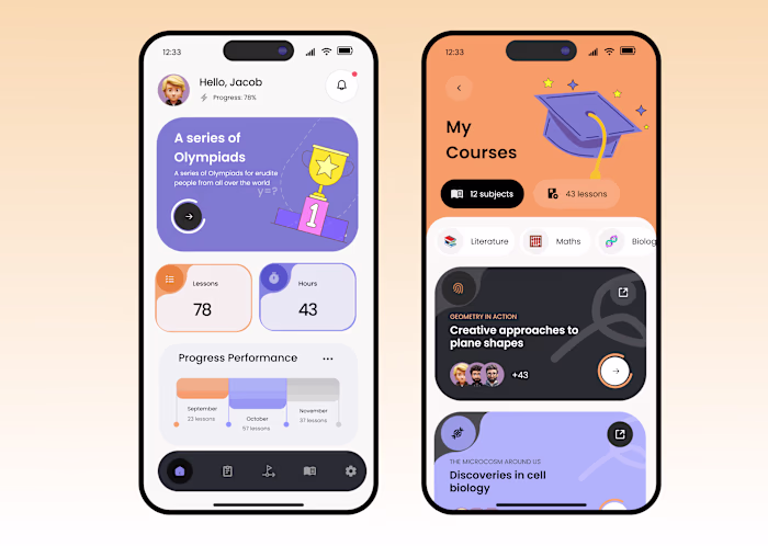 Day 1/75 UI Challenge 🎓 Designed an E-Learning App Dashboar...