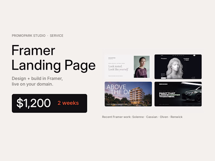 Framer Landing Page — $1,200 | 2 Weeks