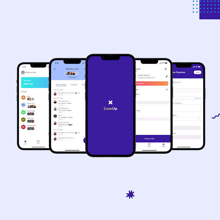 EaseUp Bill Splitting App UI Design