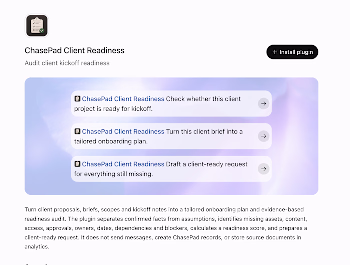 AI Client Onboarding Automation & Readiness Audit — ChasePad