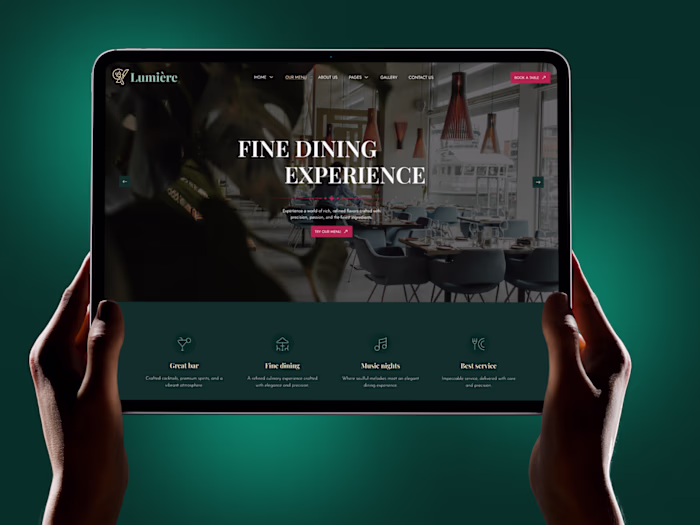 Lumière – Restaurant Table Booking Wix Template