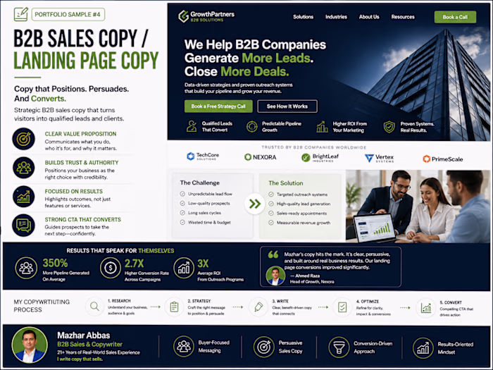 B2B Sales Copy / Landing Page Copy