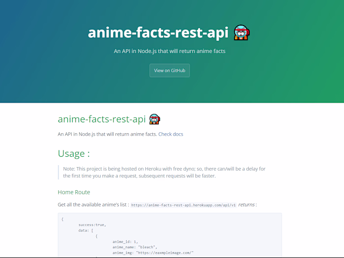 Anime Facts Node API