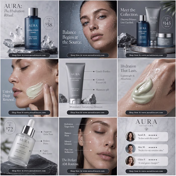 AURA Skincare — Luxury Skincare Social Media Campaign