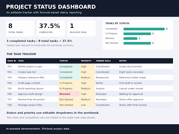 AI-assisted dashboard demonstration using eight