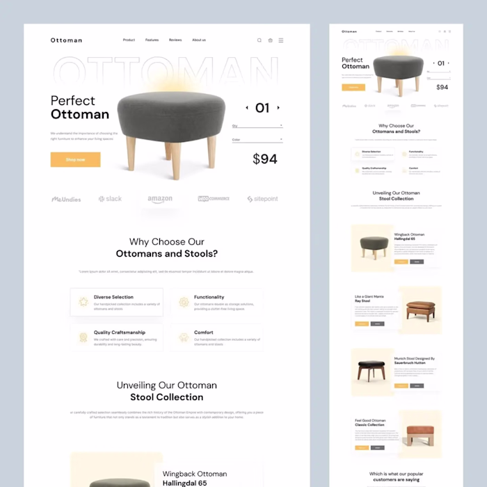 Design a Premium Landing Page for Ottoman Furniture Brand