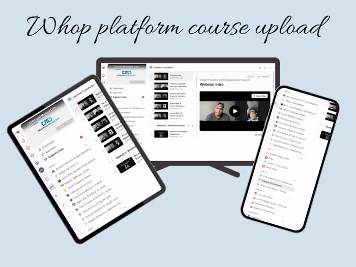 Course upload on Whop platform