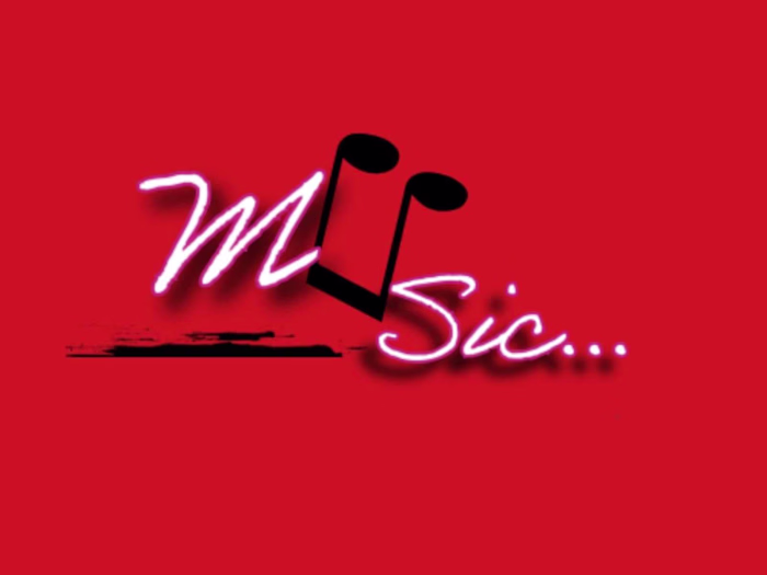 Music logo with red and white color combination 