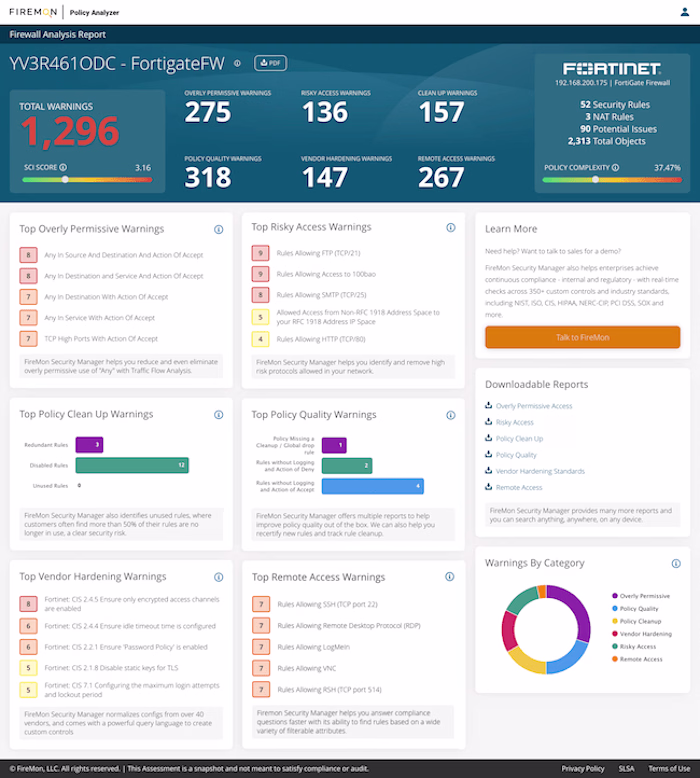 Firemon Policy Analyzer - Free Firewall Automation tool