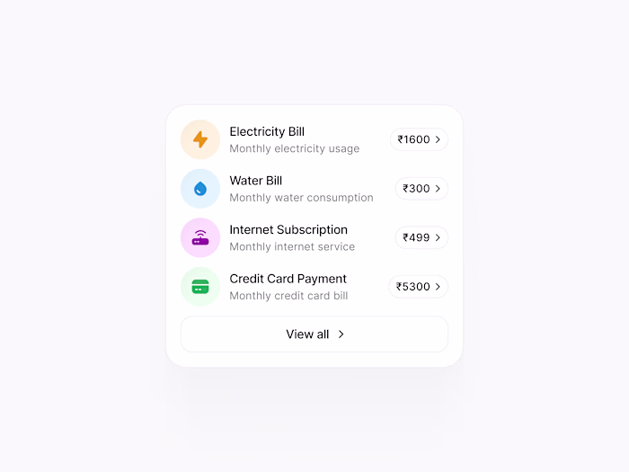 Personal Finance & Bill Management App UI