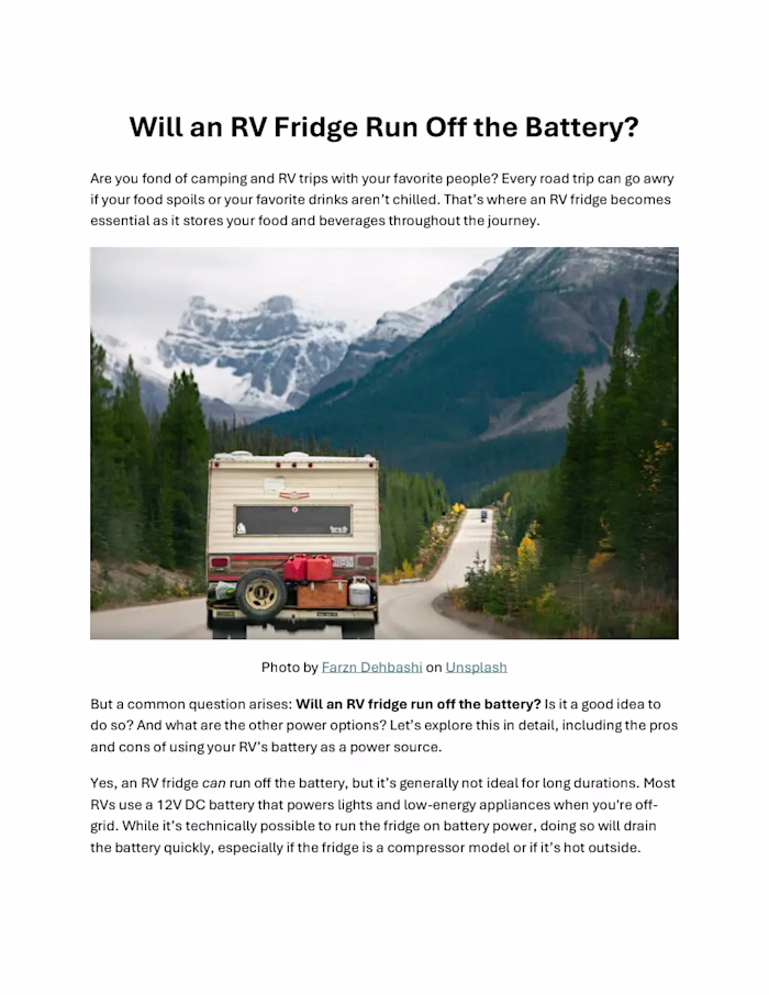 Exploring Power Options for RV Fridges