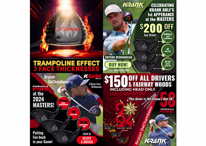 Social Media Graphics | 2023 Krank Golf FIRE Driver,  Adobe CC 
