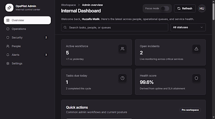 AdminOps Dashboard
