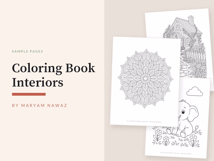 Coloring Book Interior Sample Pages: