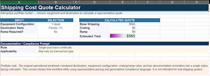 Updated Shipping Calculator once a