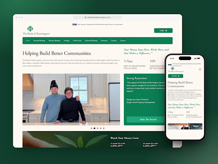 The Bank of Bennington | Webflow Community Bank Website