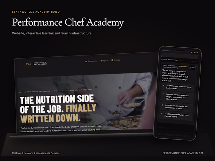 Performance Chef Academy: a LearnWorlds academy built end to end