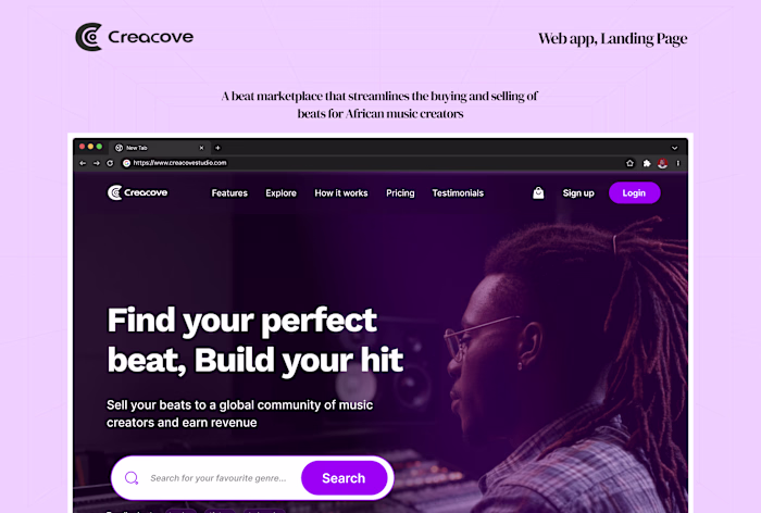 Intuitive Beat Marketplace for Creacove Studio