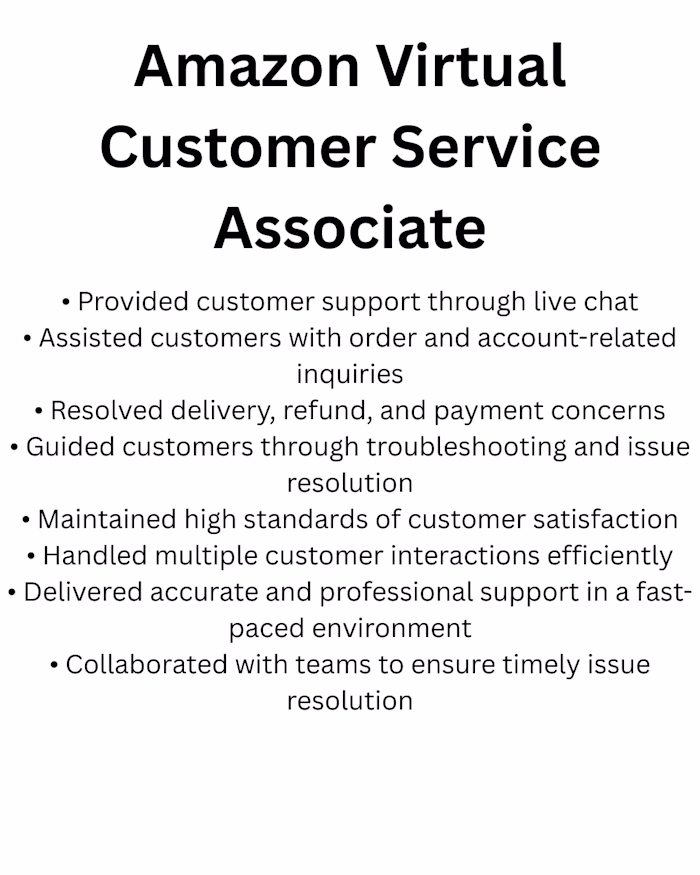 Virtual Customer Service Associate with