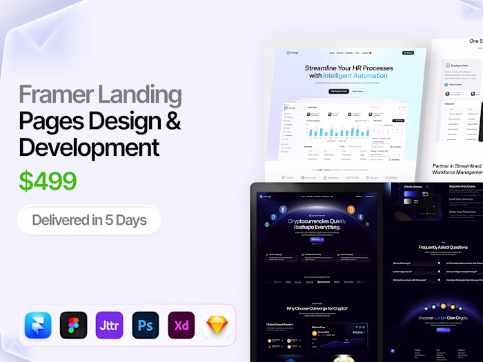 Framer Landing Pages Design & Development — $499 | 5 Days