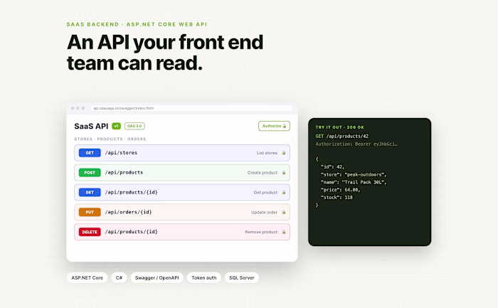 SaaS REST API in ASP.NET Core with Swagger Docs