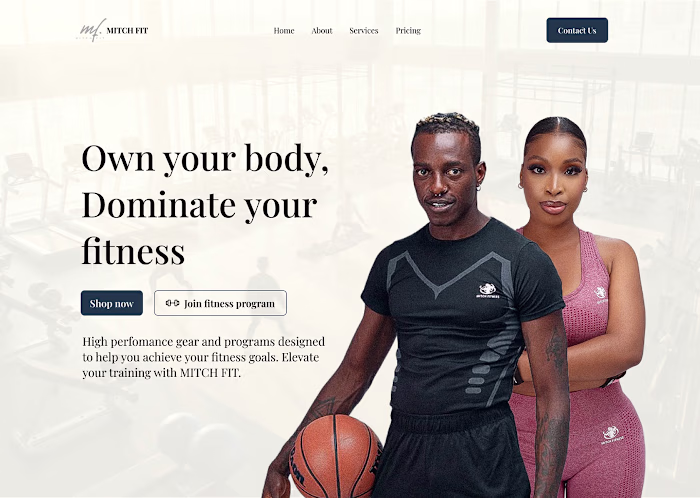 Landing page for Mitch fitness Hub