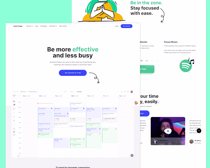 SaaS landing page (Aerotime)