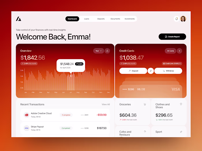 Personal Finance & Banking Dashboard Web App UI Design