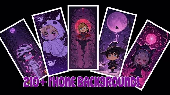 Halloween Chibi Anime Wallpapers Pack
