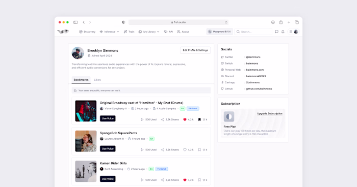 Fish Audio: AI Text-to-Speech Platform UI/UX