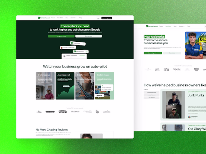 Website Design and Webflow Development for Review Harvest