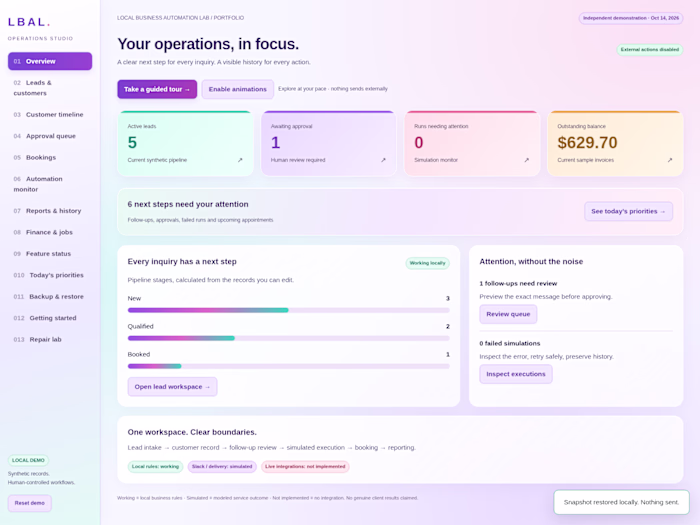 Home-Service Operations Dashboard (Spec Build)