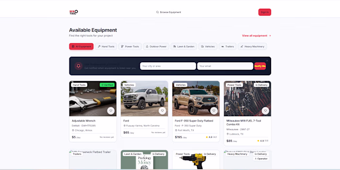 RenTool, is an online marketplace