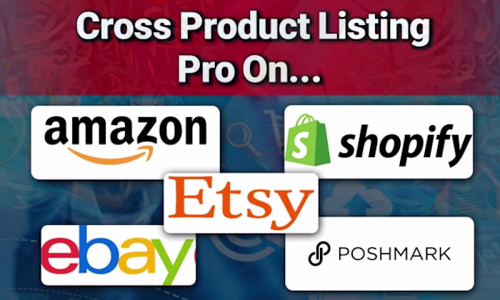 I will create cross product listing for shopify ebay etsy poshm…