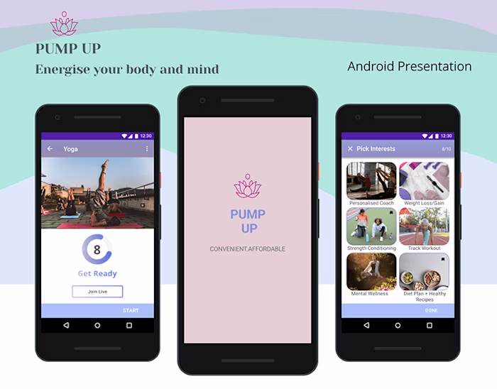 Android Presentation - Pump Up App on Behance