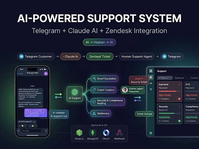 AI-Powered Telegram Support System with Zendesk Integration