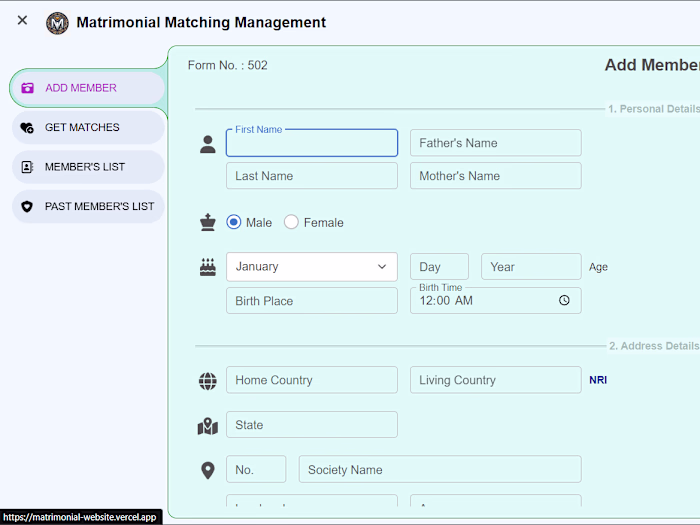 Matrimonial Web-app