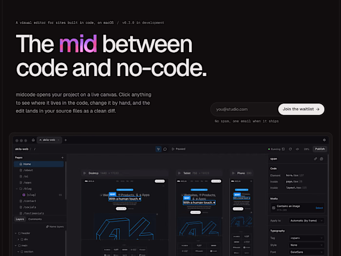 midcode: the mid between code and no-code