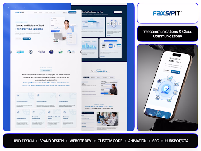 Fax Service SaaS | Web Dev + UI Design + Custom Illustration