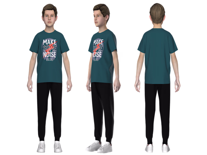 Kids Graphic T-shirt + Jogger Set — CLO3D Avatar Render