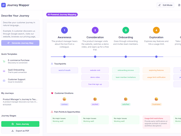Journey Mapper - AI-Powered Customer Journey Mapping